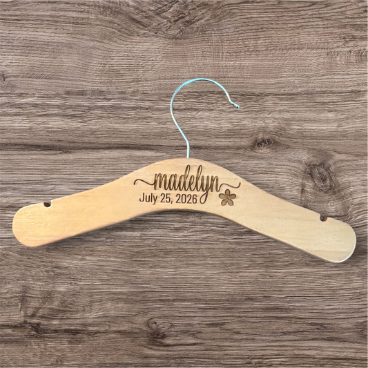 Personalized Baby Hanger | Custom Engraved Wooden Keepsake Hanger