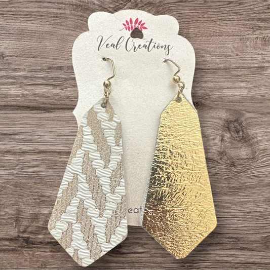 Gold & White Chevron Earrings