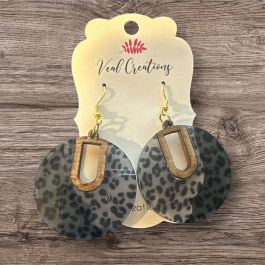 Wild and Wood – Leopard and Wood Acrylic Earrings