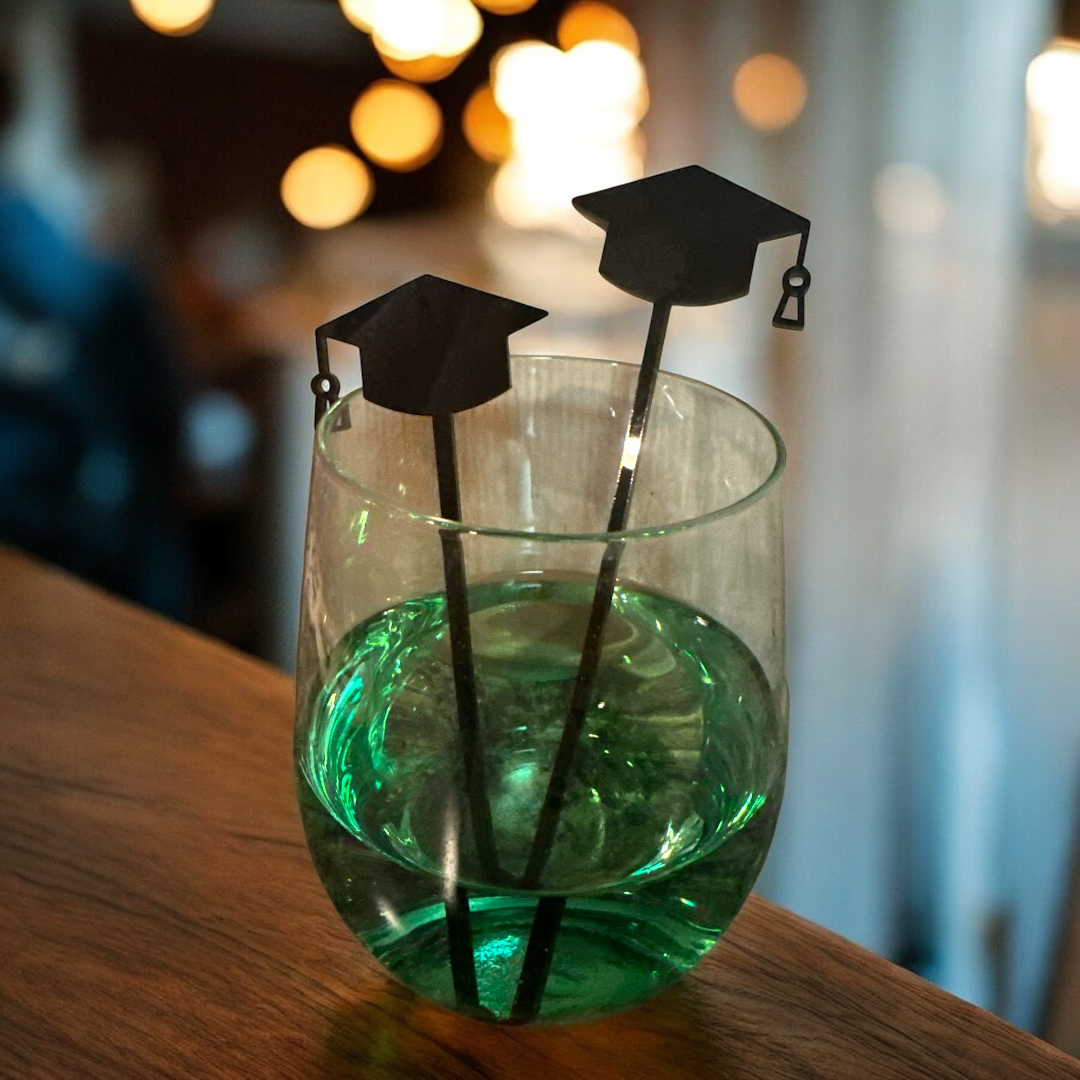 Cheers to the Grad โ Black Acrylic Graduation Stir Sticks