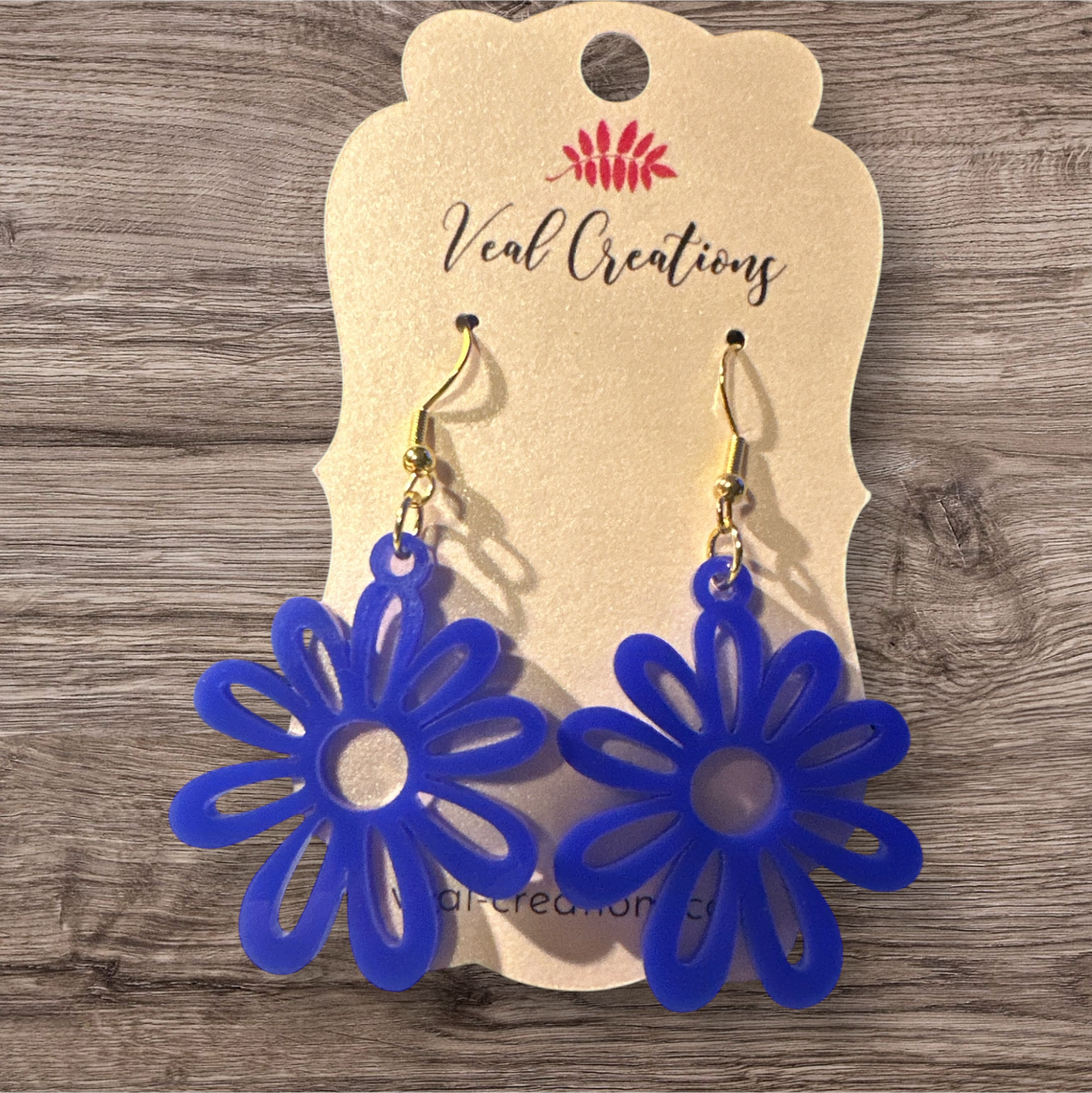 Blue Daisy Flower Earrings