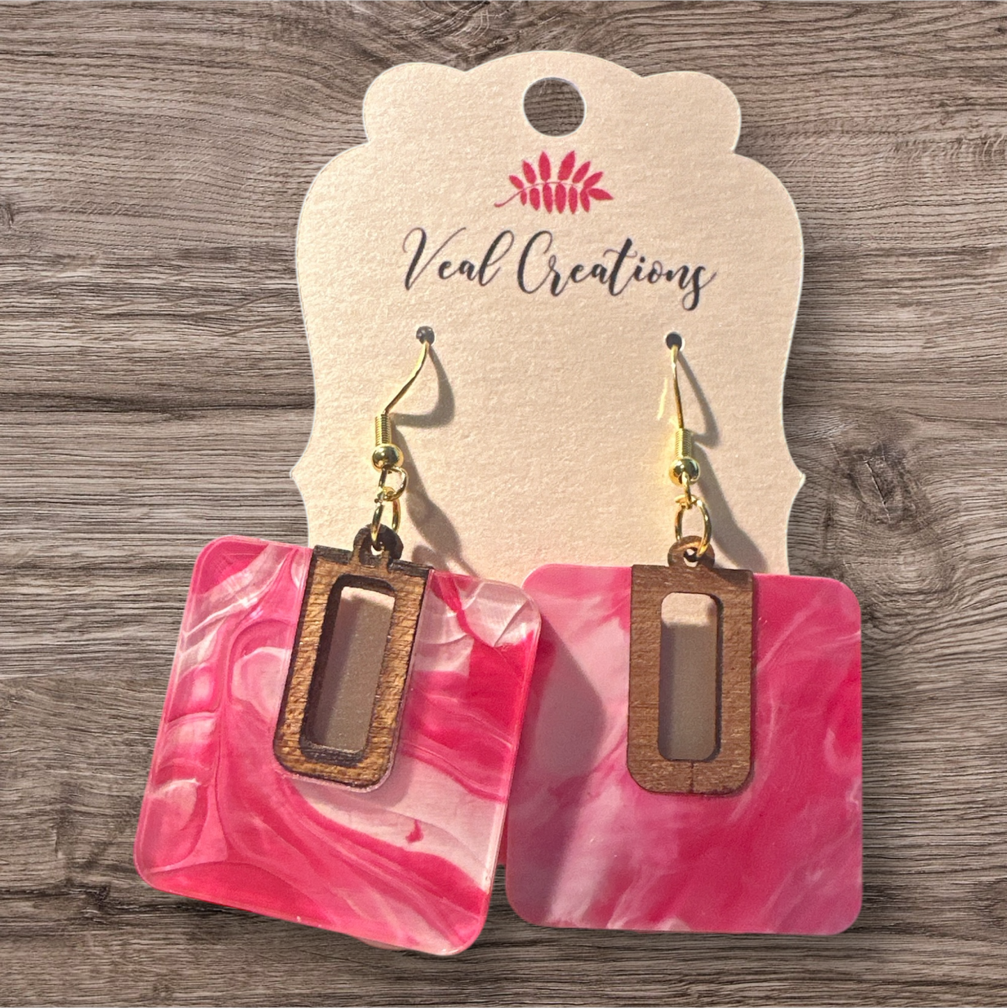 Sweet and Simple – Pink and White Acrylic Earrings