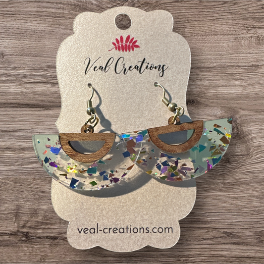 Sparkle & Shine – Metallic Confetti Acrylic and Wood Earrings