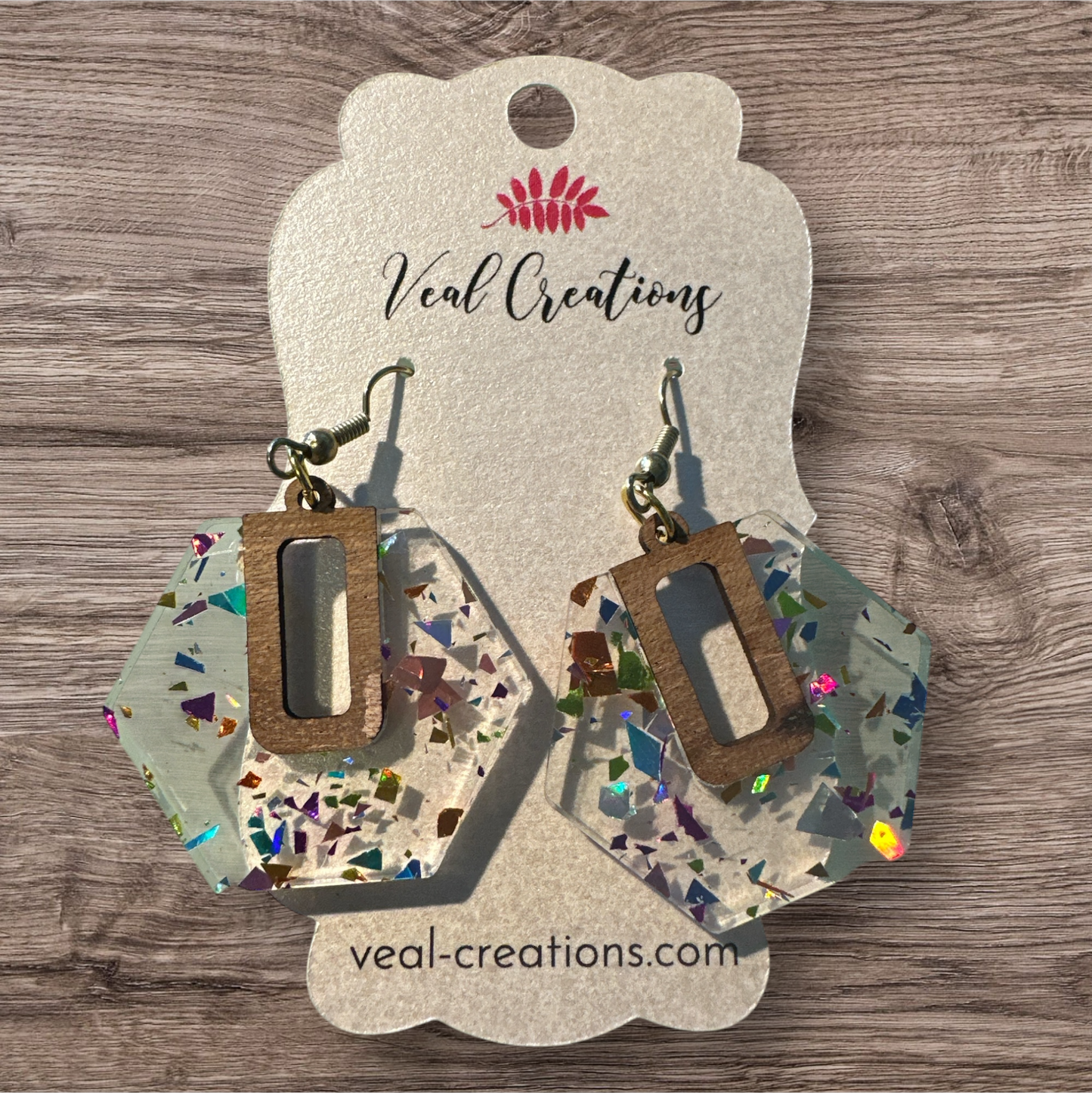 Sparkle & Shine – Metallic Confetti Acrylic and Wood Earrings