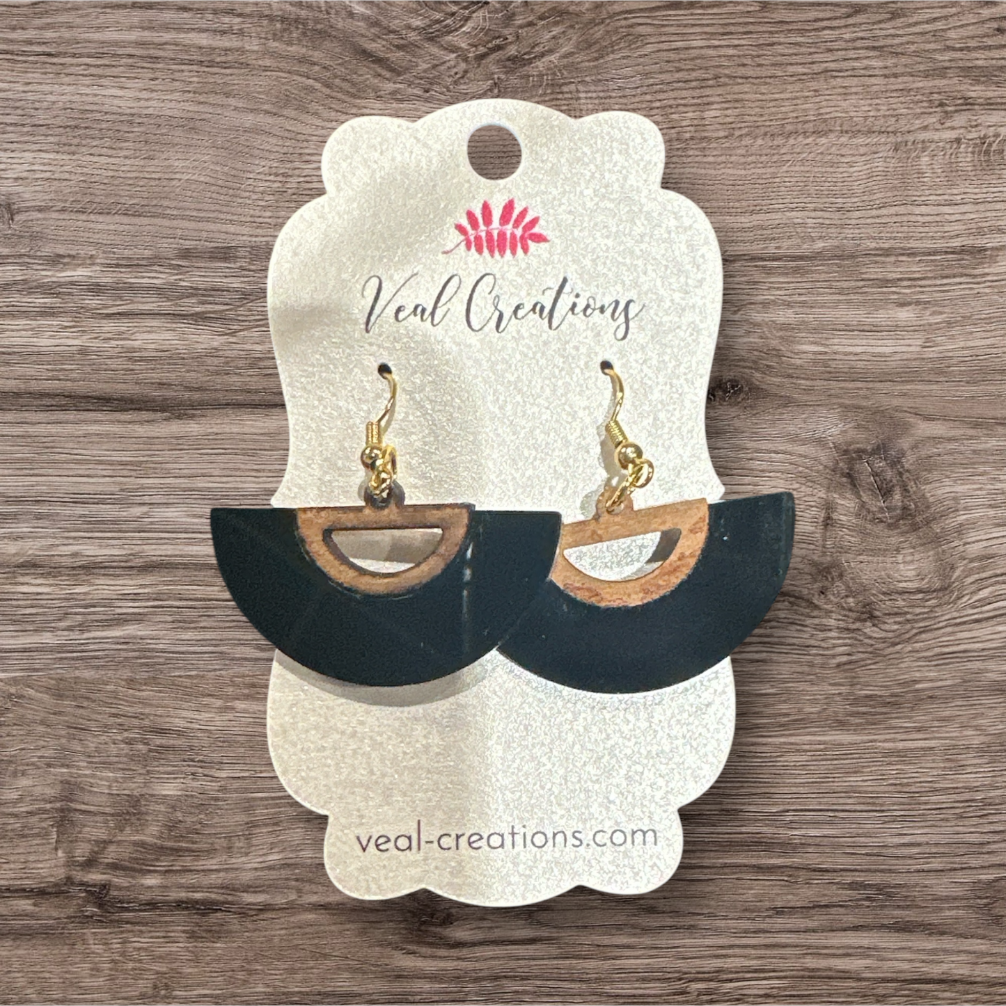 Chic & Timeless – Black Acrylic and Wood Earrings