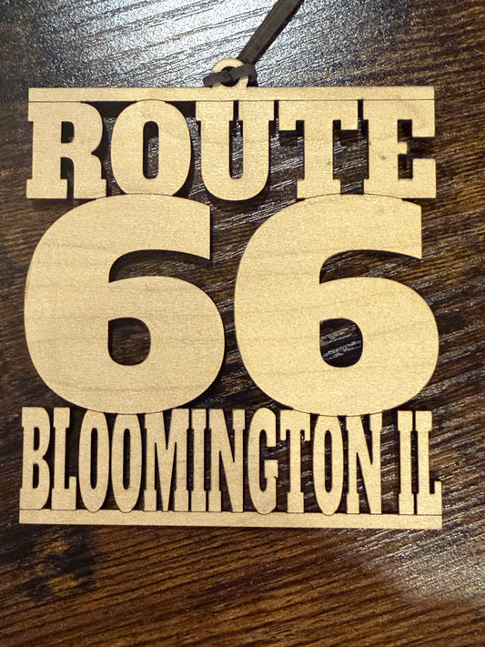Route 66 Ornament Hometown Collection (Illinois or Bloomington, IL Options Available)
