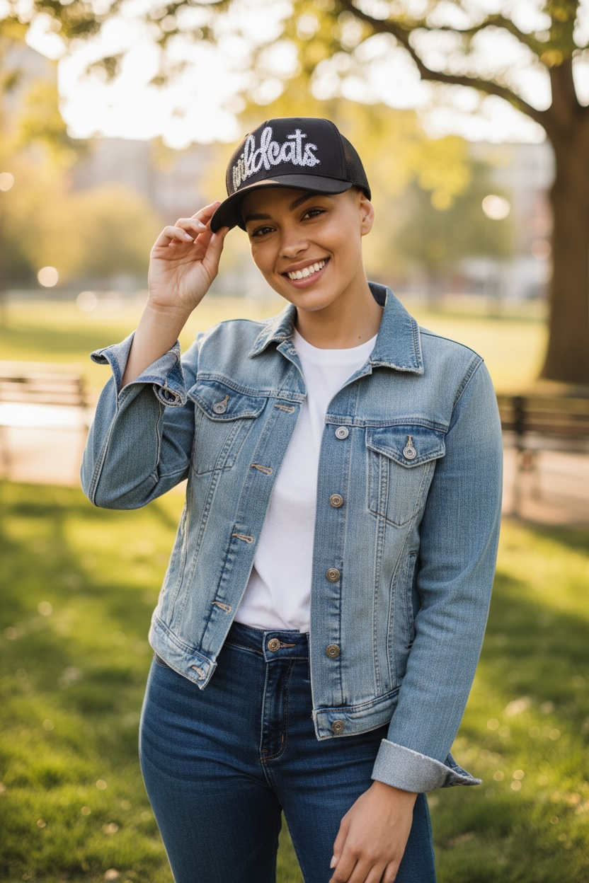 Wildcats Sequin Black Trucker Hat