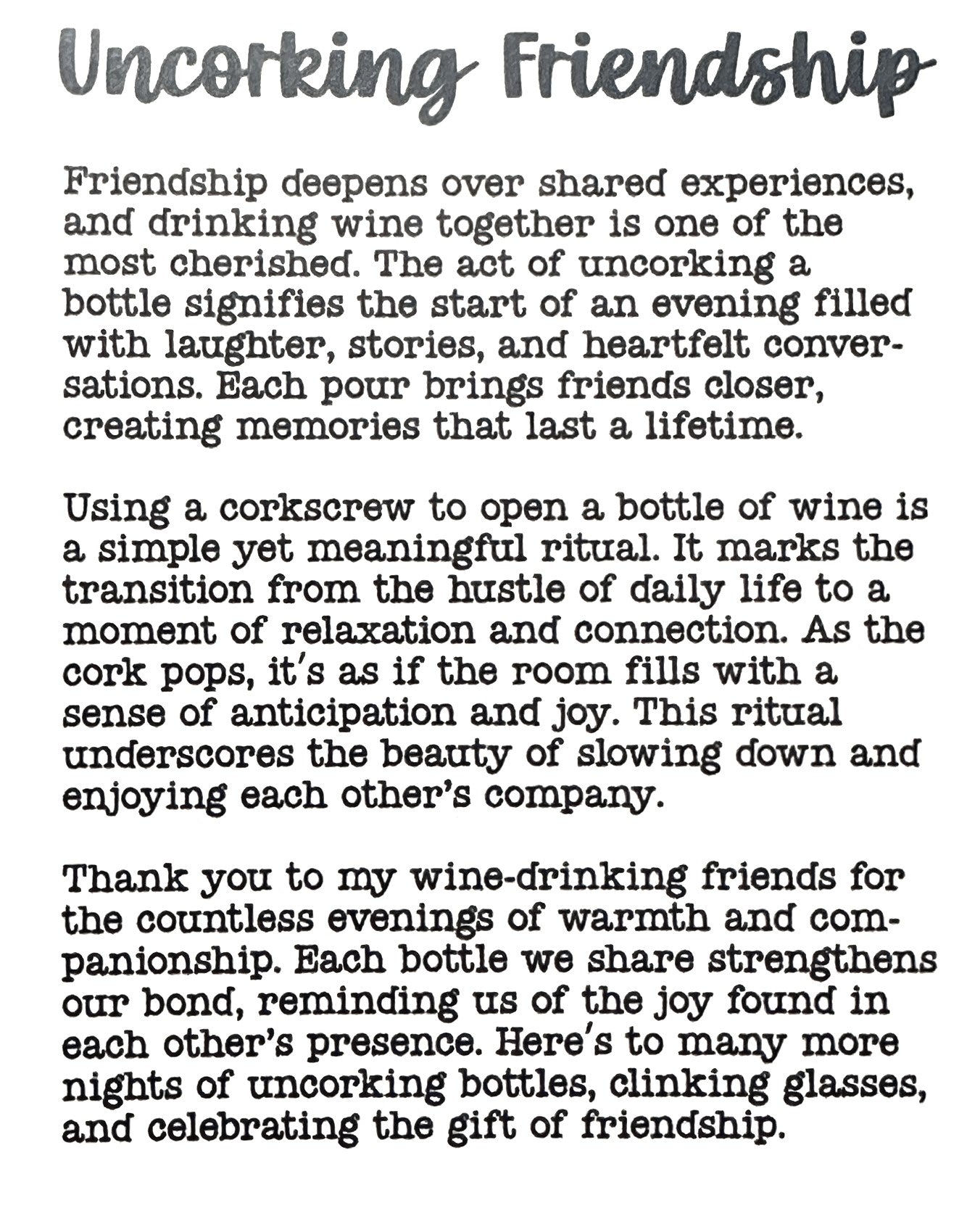 Uncorking Friendship – Story Card Ornament