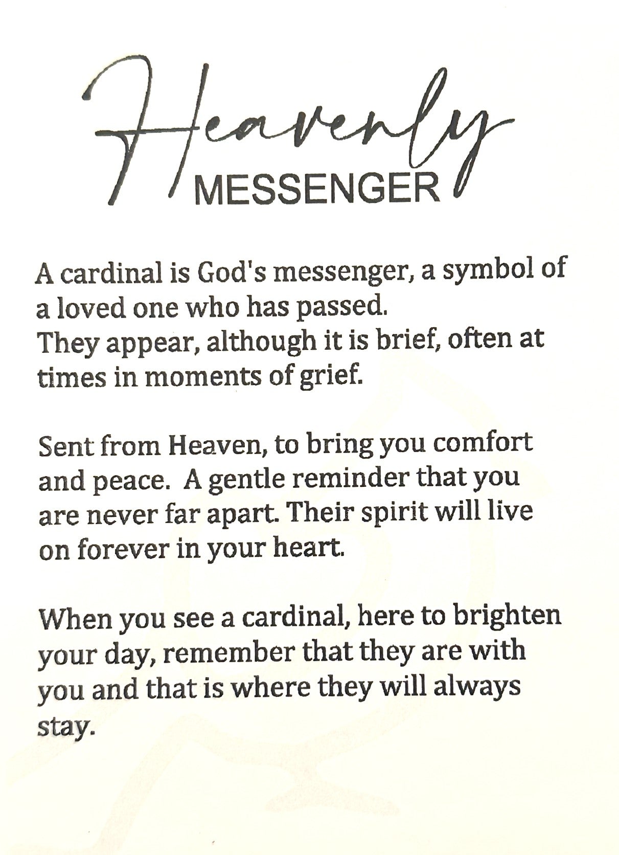 Heavenly Messenger – Cardinal Story Card Ornament