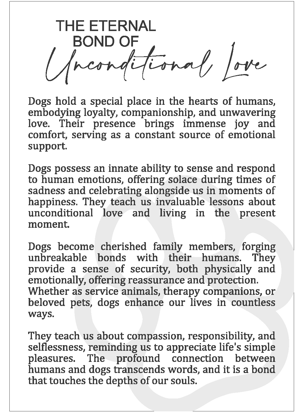 The Eternal Bond of Unconditional Love Story Card Ornament