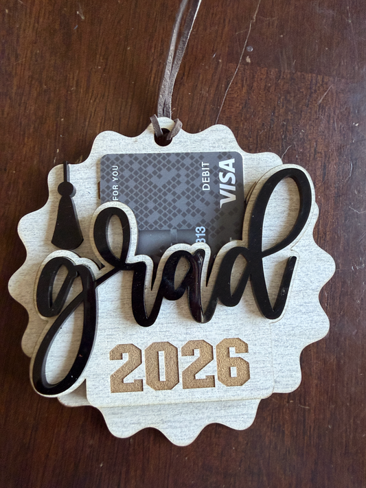 Graduation Gift Card Holder – Congrats Grad 2026 Wooden Keepsake