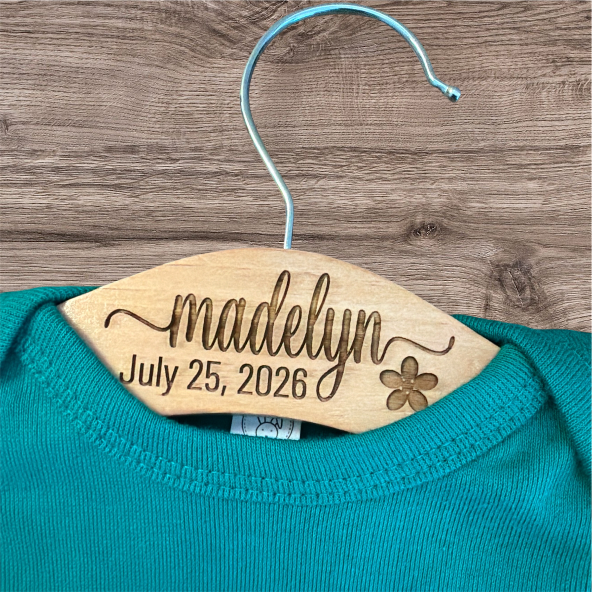 Personalized Baby Hanger | Custom Engraved Wooden Keepsake Hanger