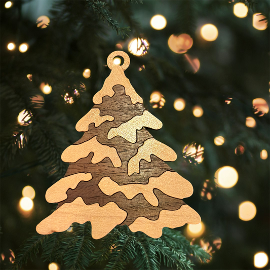 Woodland Christmas Tree Ornament | Layered Wooden Holiday Ornament
