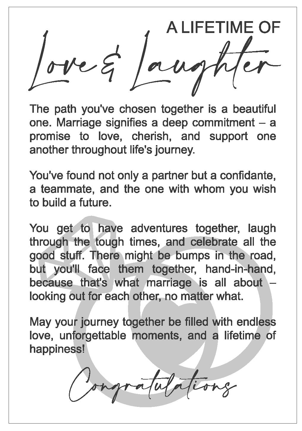 A Lifetime of Love and Laughter – Marriage Story Card Ornament