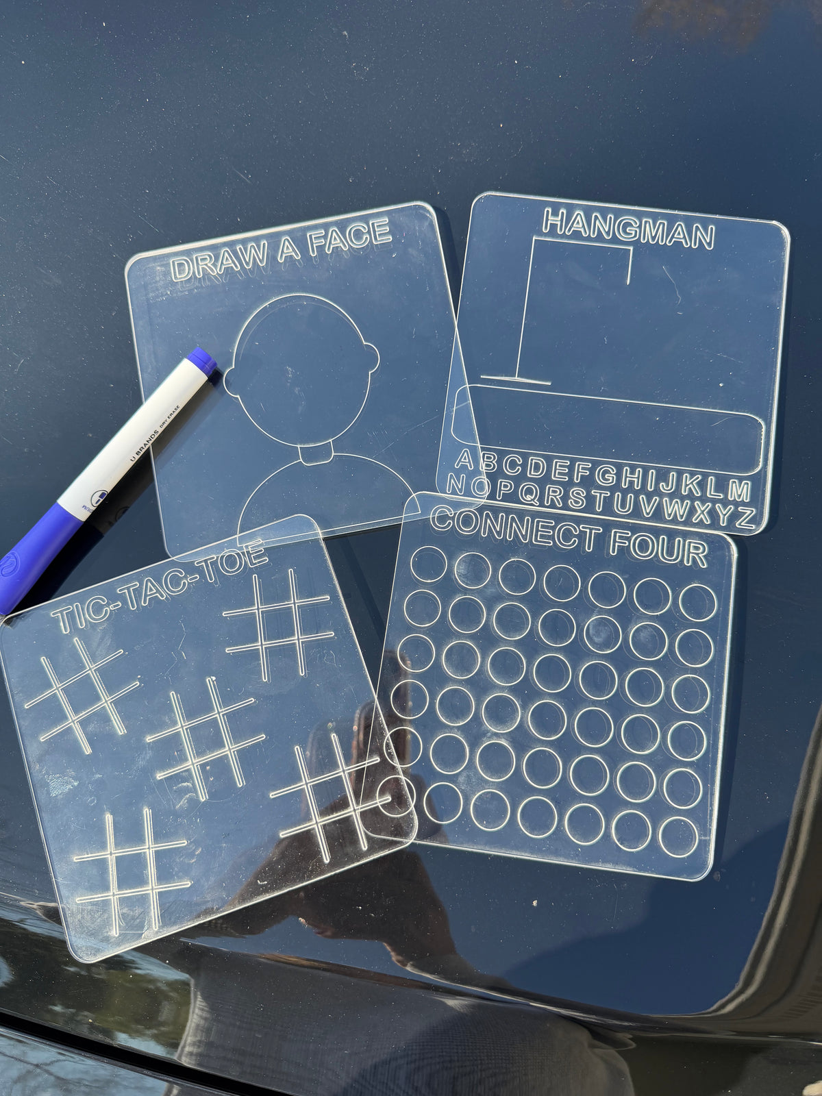 Reusable Acrylic Travel Games | Dry-Erase Kids Activity Set