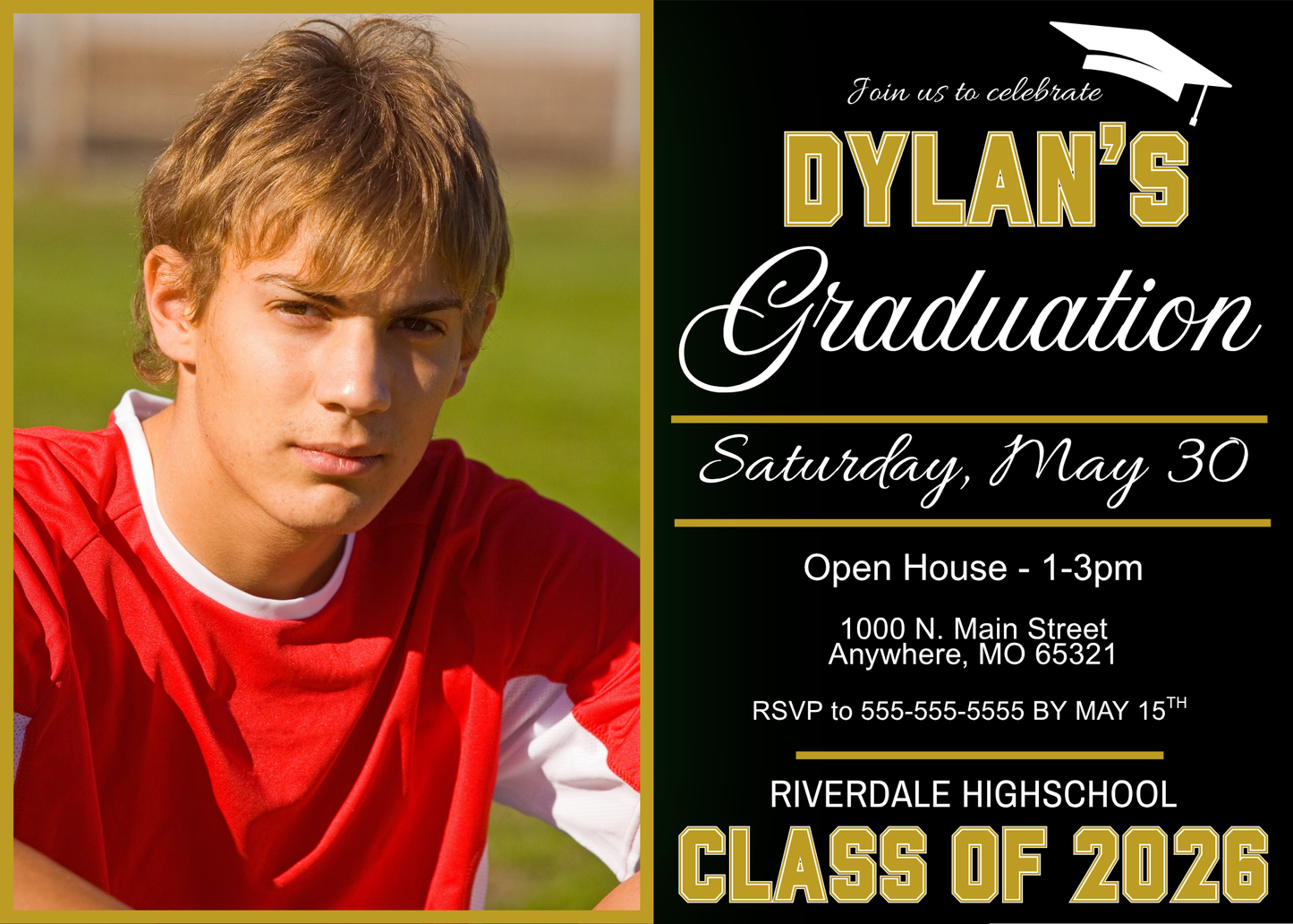 Graduation Party 5 Invitation Template | Editable Canva Invite