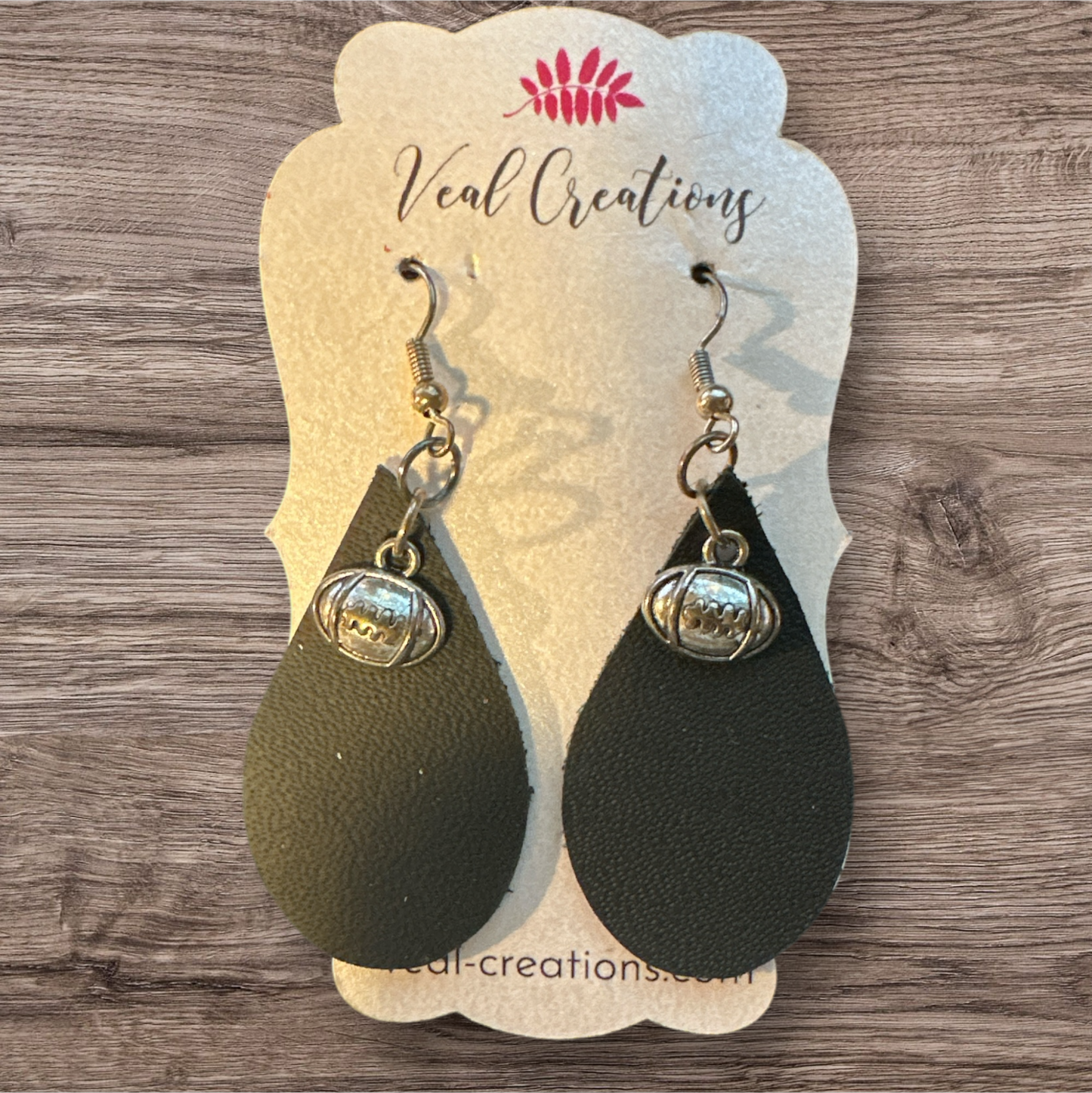 Football Teardrop Leather Earrings