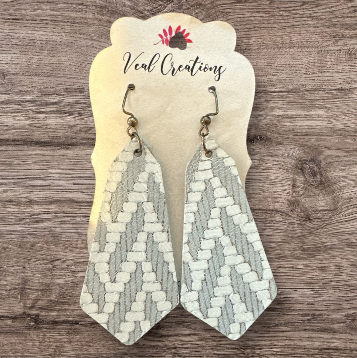 Silver & White Chevron Earrings