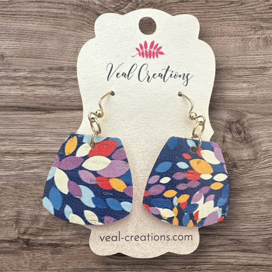 Navy Geometric Square Earrings