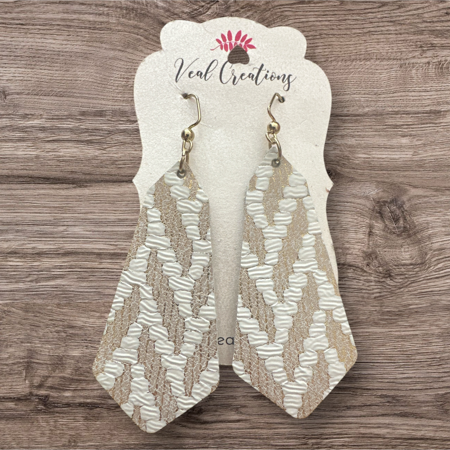 Gold & White Chevron Earrings