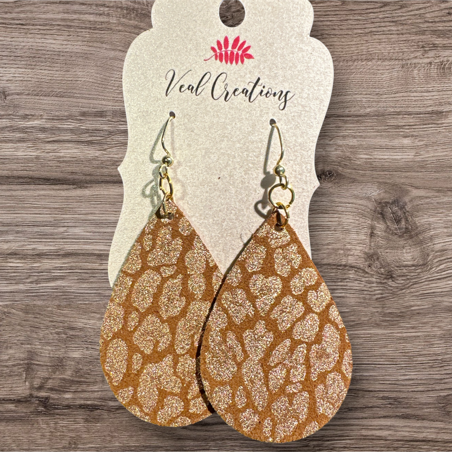 Leopard Bronze & Gold Teardrop Earrings