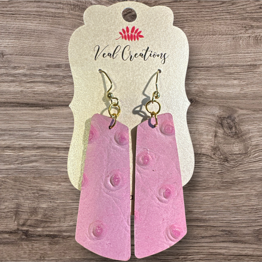 Pink Leather Bar Earrings