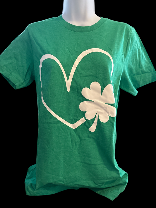 Heart & Clover St. Patricks Day Shirt - Light Green