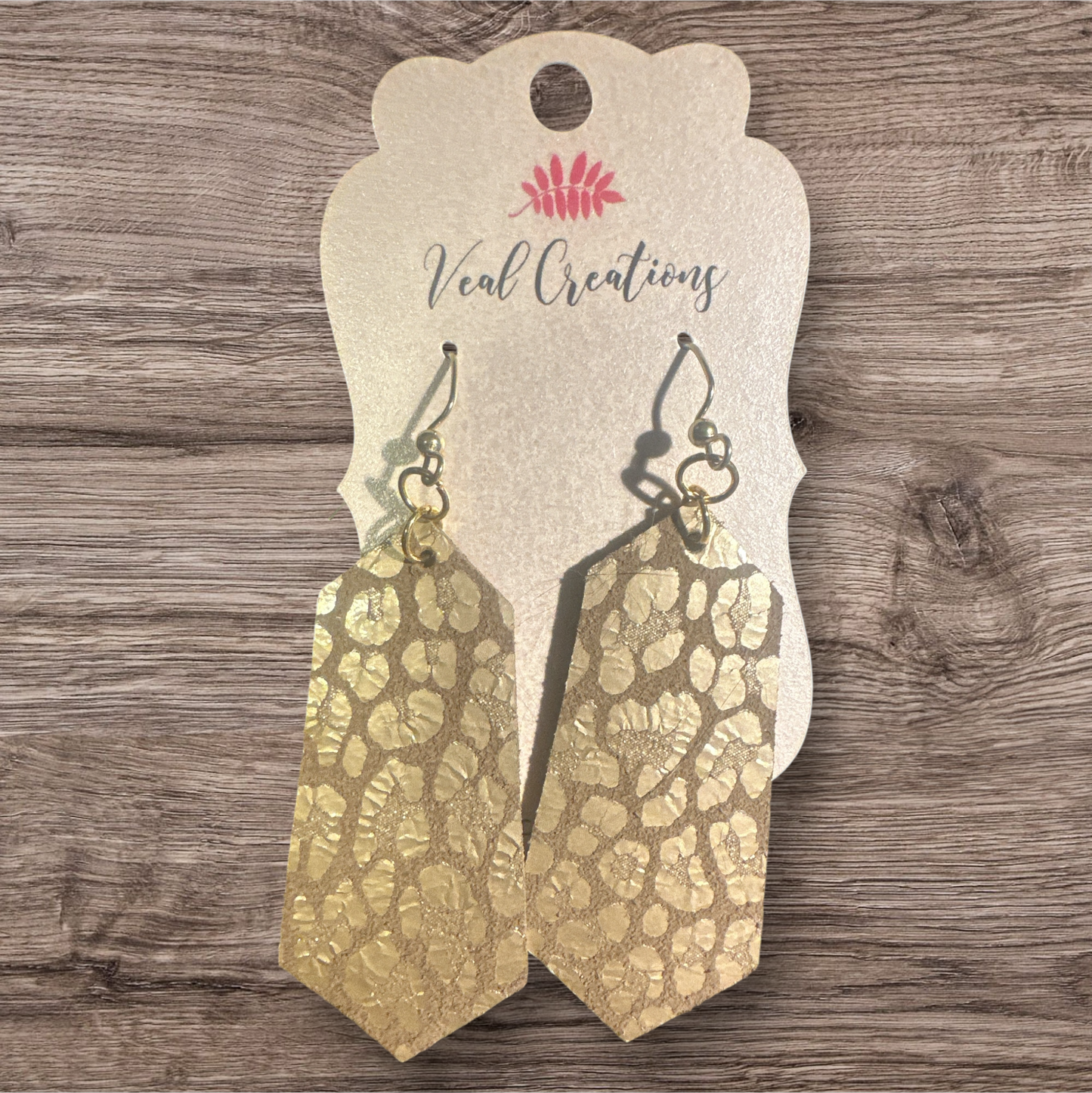 Gold Leopard Diamond Leather Earrings