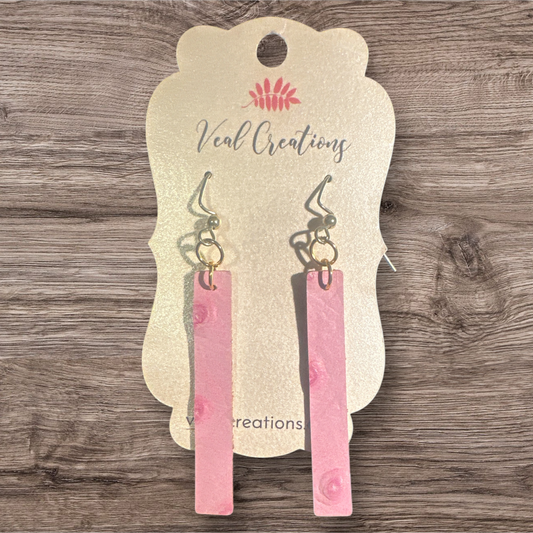 Pink Bar Leather Earrings