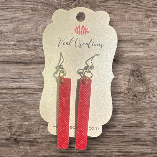 Red Bar Leather Earrings