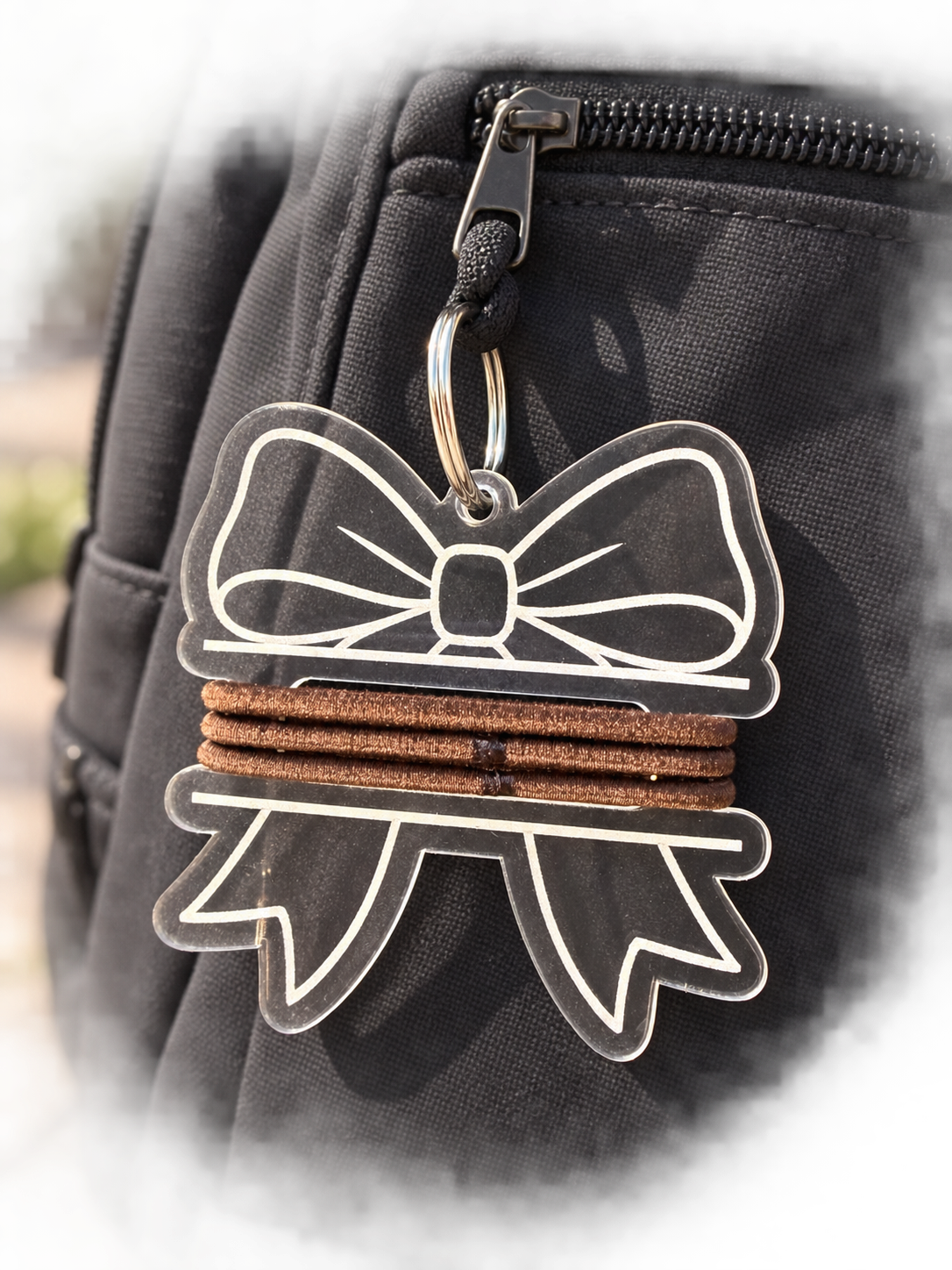 Clear Acrylic Hair Tie Holder Bag Tag – Personalized Backpack Zipper Charm