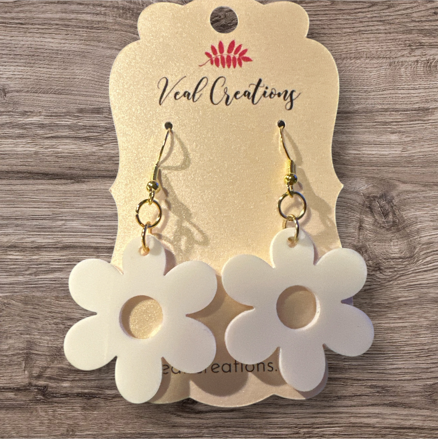 White Acrylic Flower Earrings