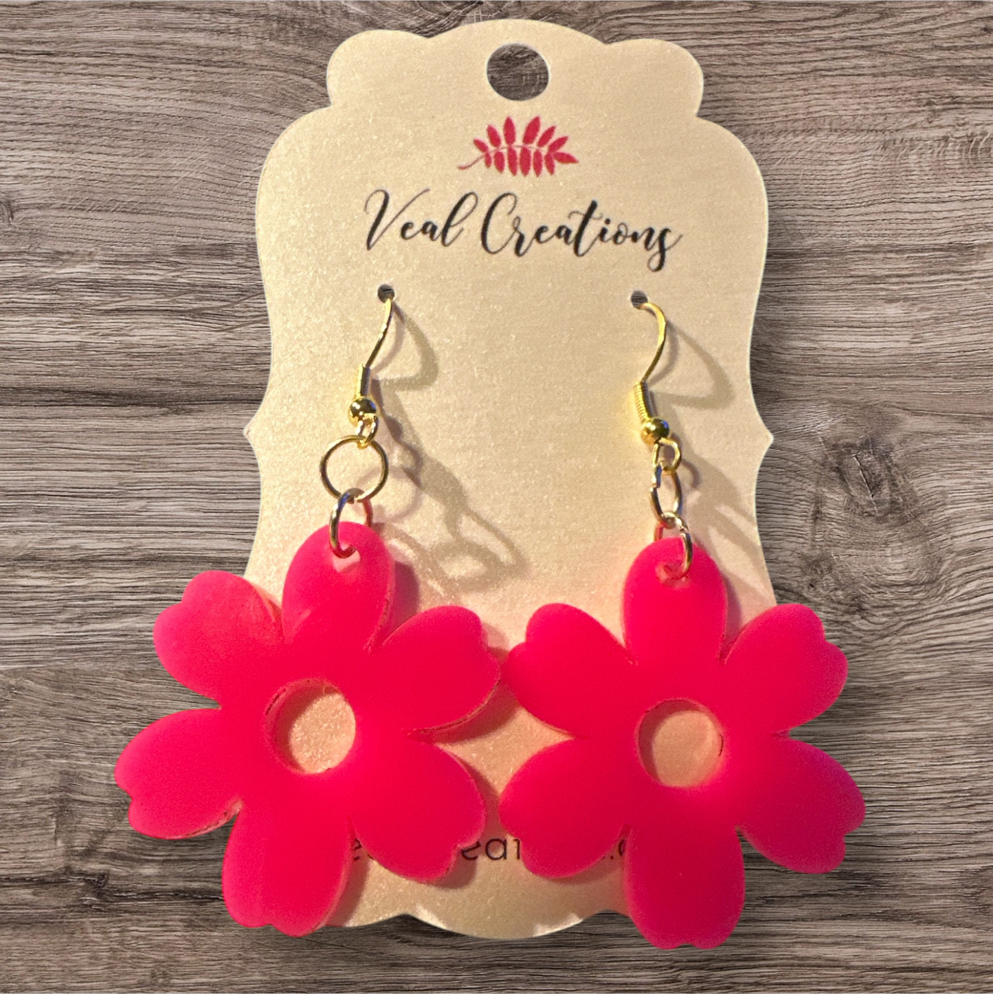 Pink Acrylic Flower Earrings