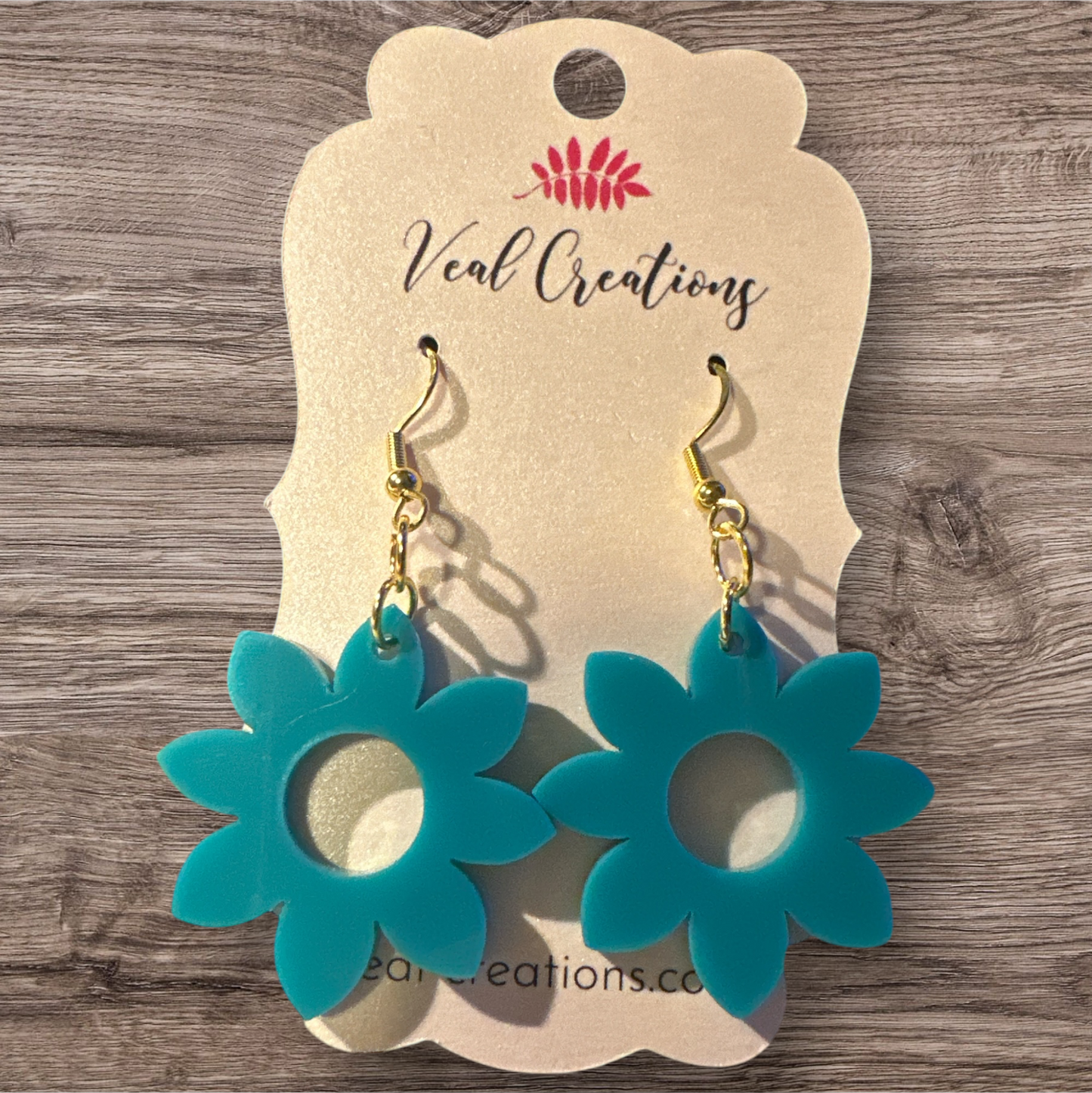 Teal Acrylic Flower Earrings