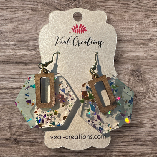 Sparkle & Shine – Metallic Confetti Acrylic and Wood Earrings