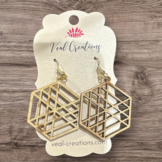 Wooden Earrings - Hexagon