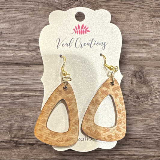Wooden Earrings - Leopard Teardrop