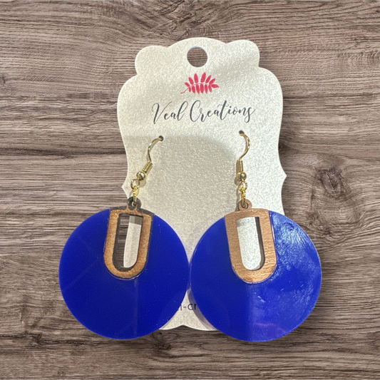 Ocean Breeze – Blue Acrylic and Wood Earrings