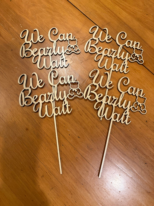 We Can Bearly Wait Cake Topper | Baby Shower or Gender Reveal Decor