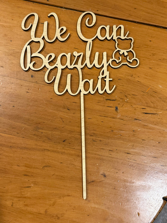 We Can Bearly Wait Cake Topper | Baby Shower or Gender Reveal Decor