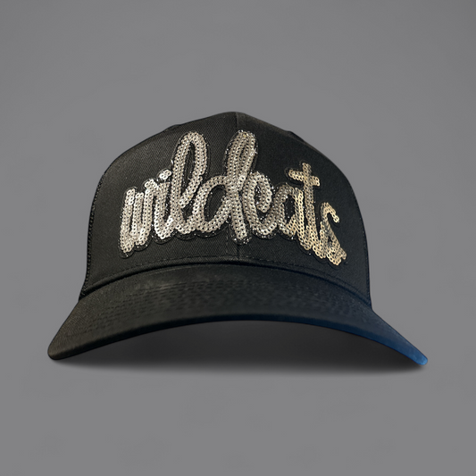 Wildcats Sequin Black Trucker Hat
