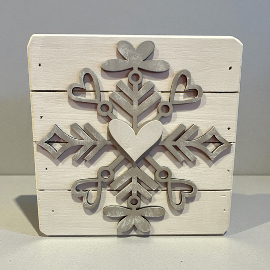 Wooden Heart Snowflake Décor – Rustic Winter Accent
