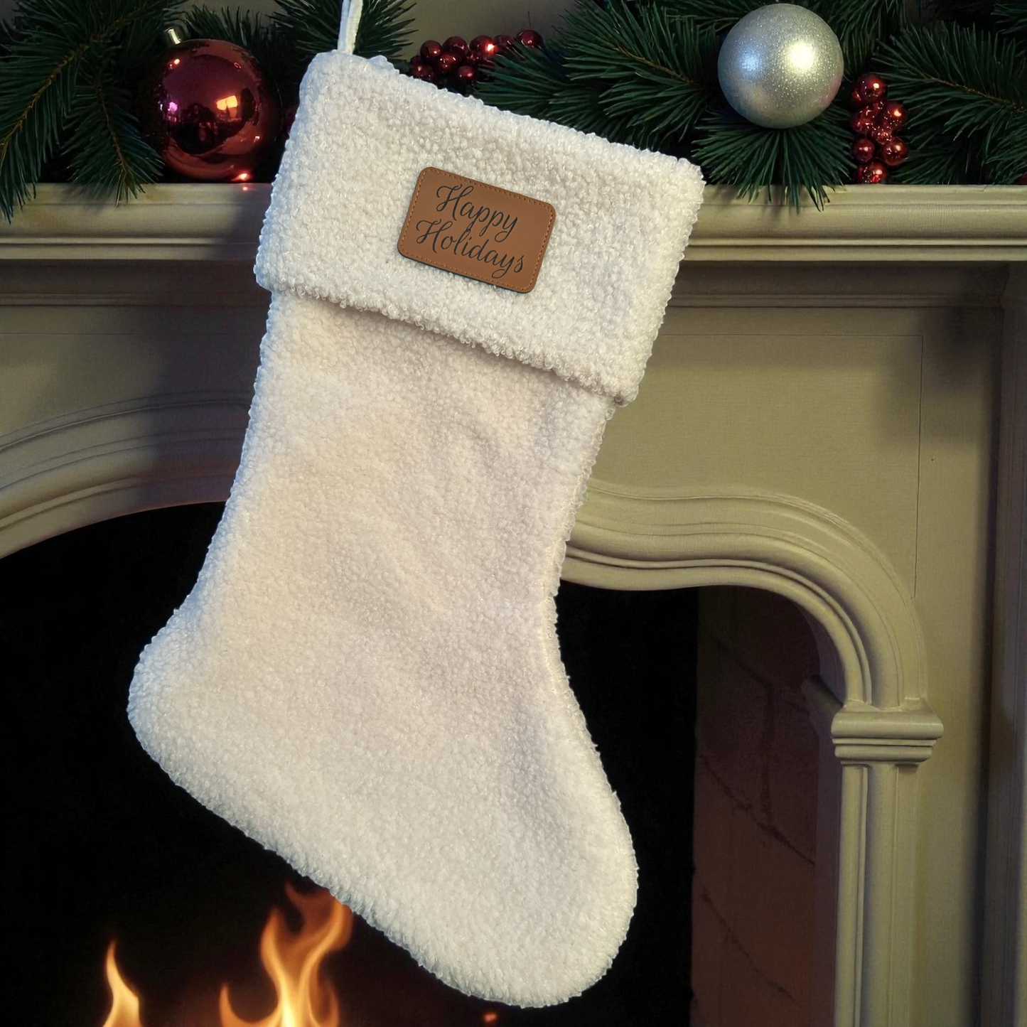 Custom Engraved Leather Patch for Stockings – Personalized Name Tag