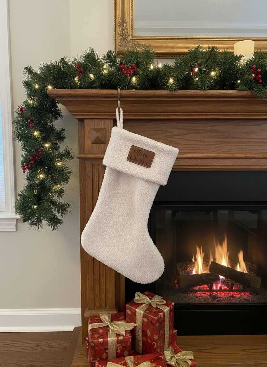 Custom Engraved Leather Patch for Stockings – Personalized Name Tag