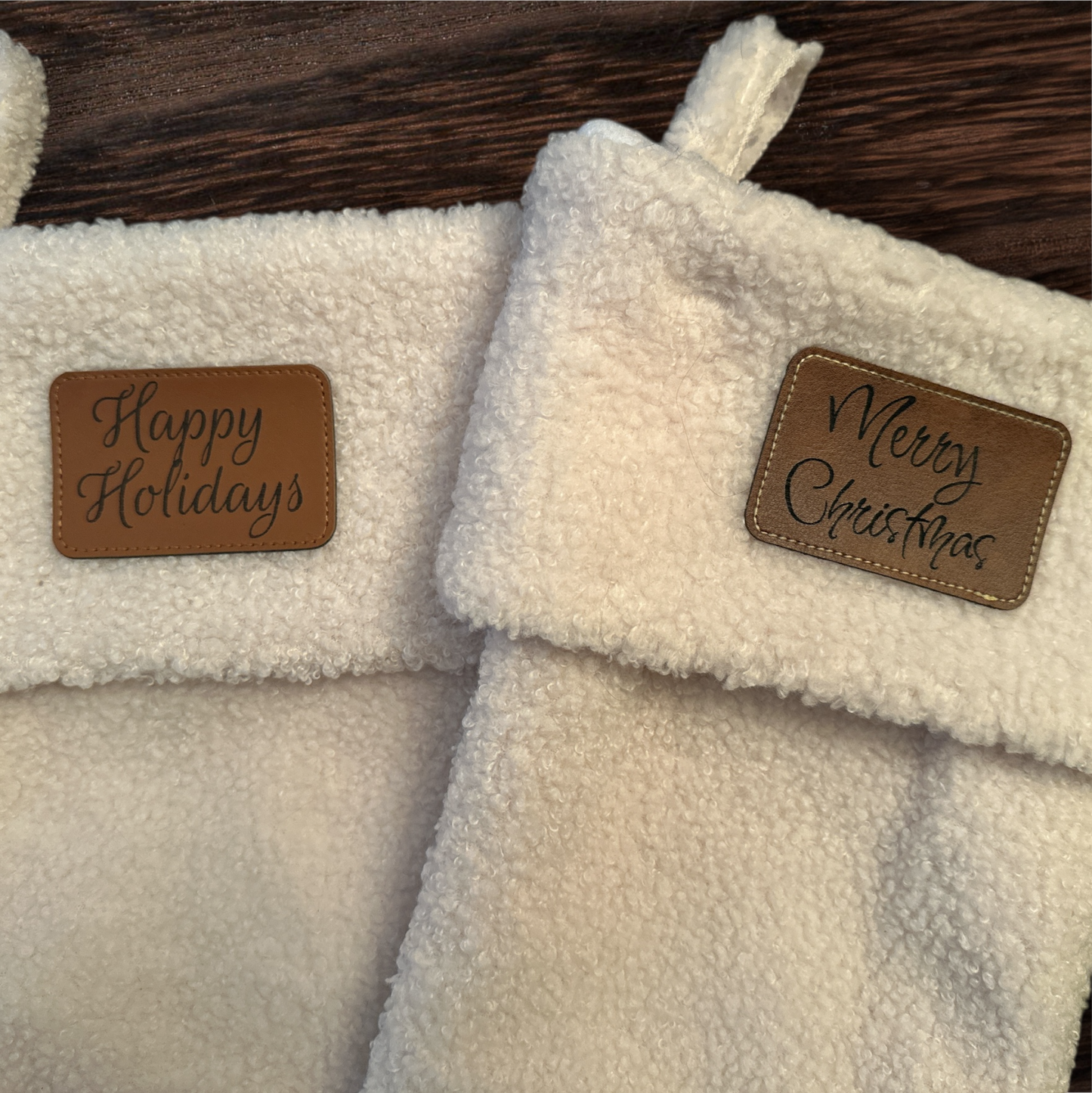 Custom Engraved Leather Patch for Stockings – Personalized Name Tag