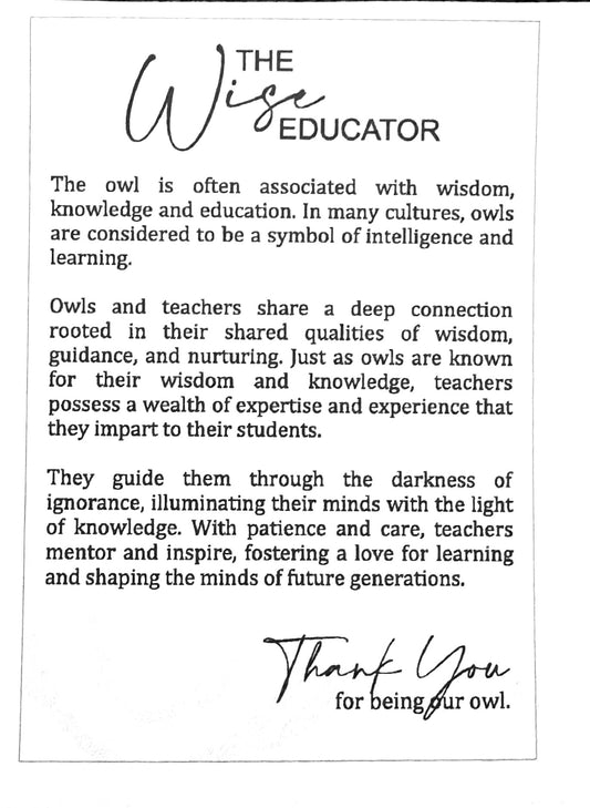 The Wise Educator – Owl Story Card Ornament