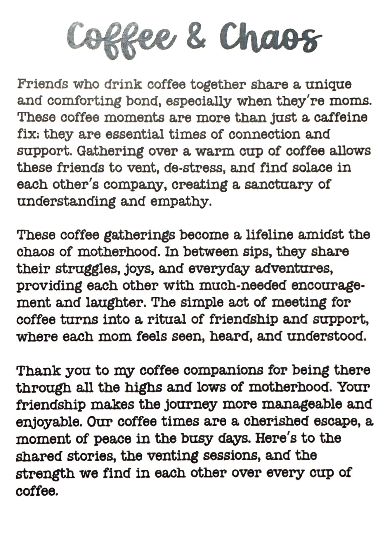 Coffee & Chaos – Story Card Ornament