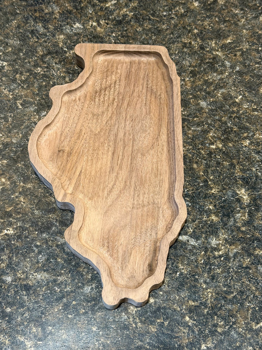 Wooden tray on a granite surface