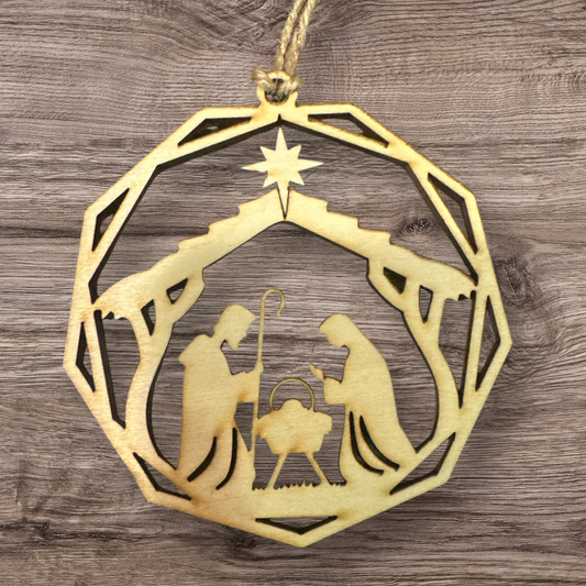 Silent Night's Holy Birth - Nativity Story Card Ornament