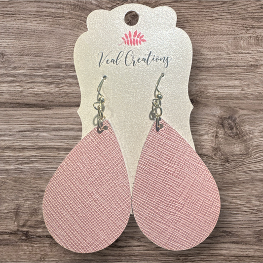 Pink Weave Teardrop Leather Earrings